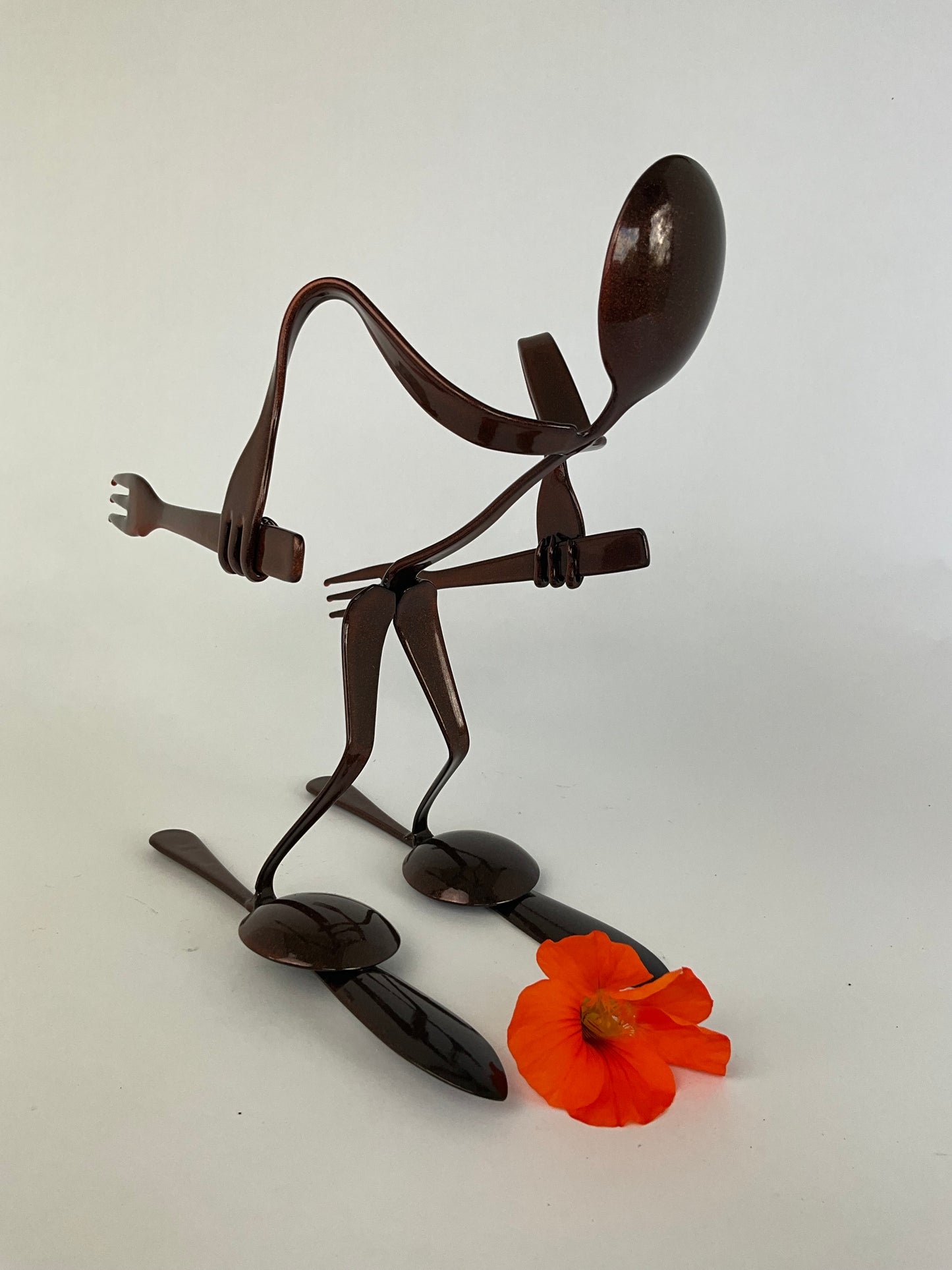 Hand made Cutlery figure of ‘The Skier’