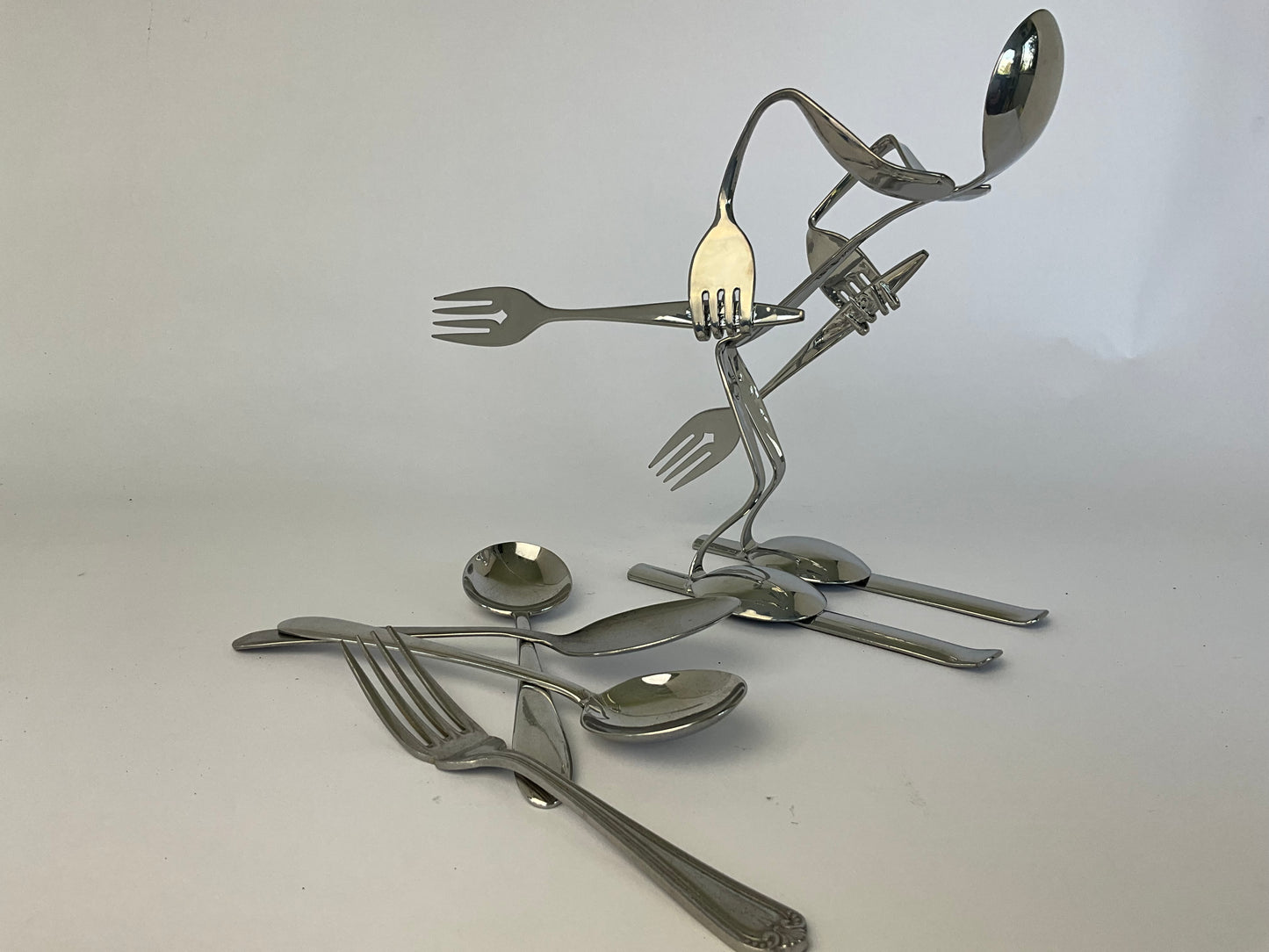 Hand made Cutlery figure of ‘The Skier’